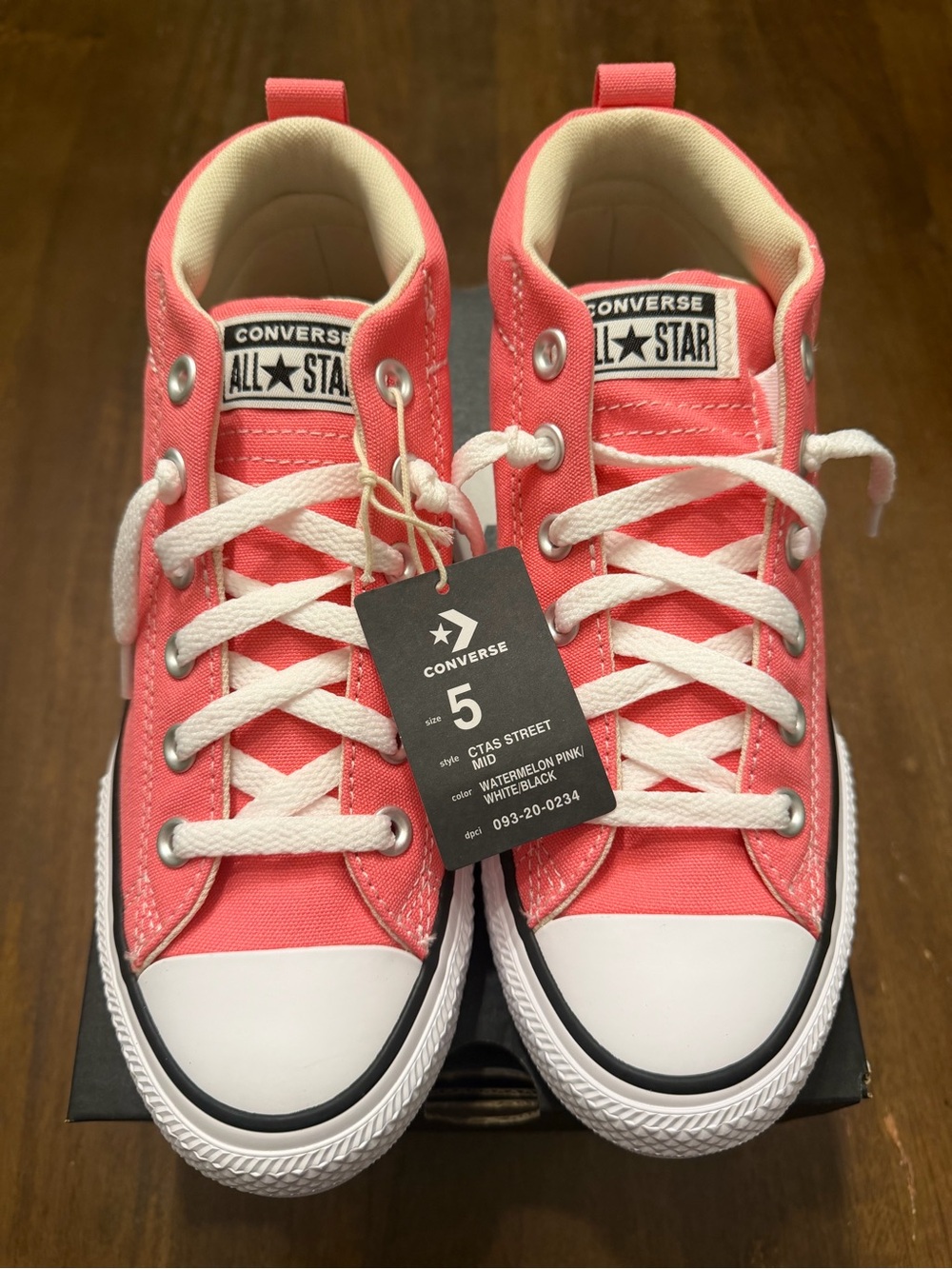 Converse Kids CTAS Street Mid Sneakers in Watermelon Pink and White Size 5 NWT